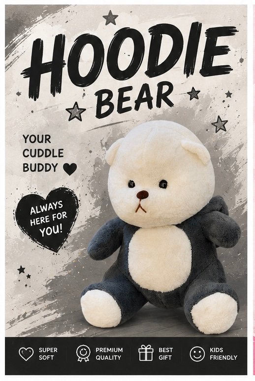 Panda hoodie bear 55cm